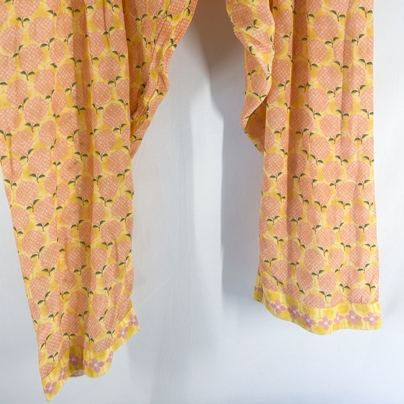 Anita Dongre Yellow Peach Print Sheer High Rise Harem Pants Size 12 - Picture 5 of 7